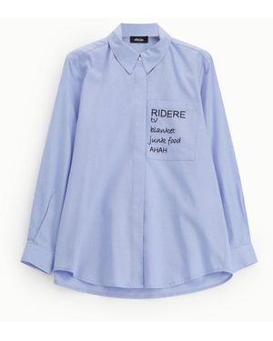 Dixie Chemise À Imprimé Lettrage Et Col Classique - Bleu