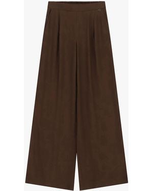 Dixie Pantalon Palazzo Taille Haute À Motif Fleuri - Marron