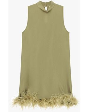 Dixie Robe Courte Sans Manches À Bord Plume - Vert