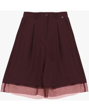 Dixie Bermuda Avec Détails En Tulle Et Pinces Devant - Rouge
