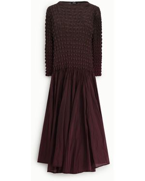 Dixie Vestito Lungo Arricciato Con Maniche Lunghe - Viola