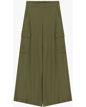 Dixie Pantalon Palazzo À Poches Latérales Taille Haute - Vert