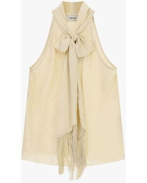 Dixie Top Smanicato Con Fiocco E Frange Decorative - Neutro