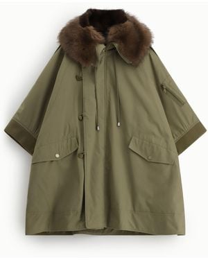 Dixie Cappotto Oversize Con Alamari E Collo Pelliccia - Verde