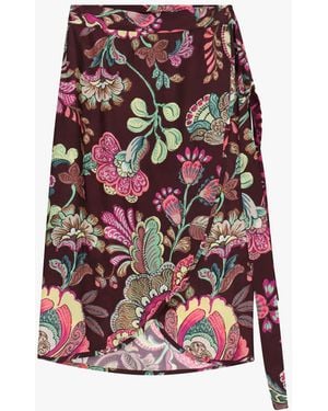 Dixie Gonna Midi Stampa Floreale Con Nodo Laterale - Bianco