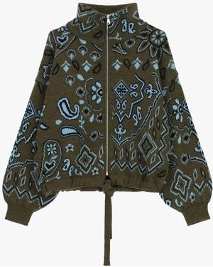 Dixie Cardigan Zippé À Col Montant Motif Jacquard - Vert
