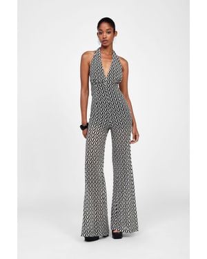 Dixie Jumpsuit Con Stampa E Scollo A V - Bianco
