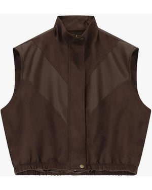 Dixie Veste Sans Manches À Inserts Effet Cuir Et Zip - Marron