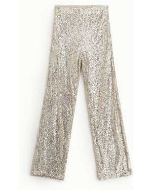 Dixie Pantaloni Palazzo Ampi A Paillettes A Vita Alta - Bianco