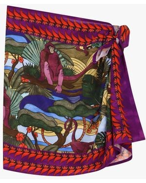 Dixie Gonna Corta Stampa Jungle Con Nodo Laterale - Rosso