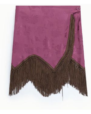 Dixie Jupe Courte Imprimée À Franges Décoratives - Violet