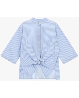 Dixie Camicia Con Nodo Frontale E Maniche 3/4 A Righe - Blu