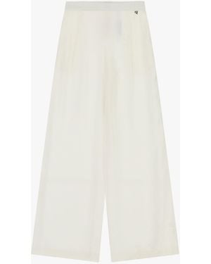 Dixie Trousers Palazzo Vita Alta Con Tasche Laterali - Bianco