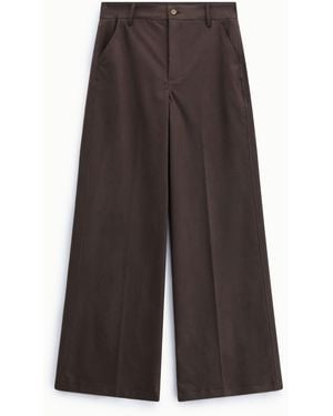 Dixie Pantalon Palazzo Taille Haute Avec Poches Latérales - Marron