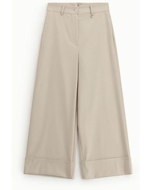 Dixie Trousers Palazzo Cropped Con Risvolto Alto - Bianco