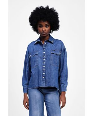 Dixie Camicia Di Jeans Con Colletto E Bottoni - Blu