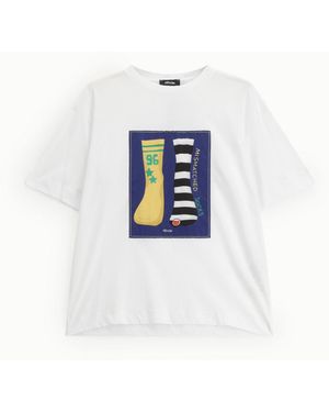 Dixie T-Shirt À Motif Chaussettes Coupe Droite - Bleu