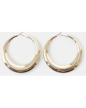 Dixie Boucles D'Oreilles Créoles Bombées À Fermoir - Métallisé