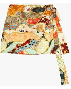 Dixie Gonna Corta Con Stampa Patch E Nodo Laterale - Bianco