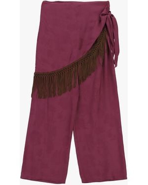 Dixie Pantalon Palazzo Imprimé Floral Avec Foulard À Franges - Violet