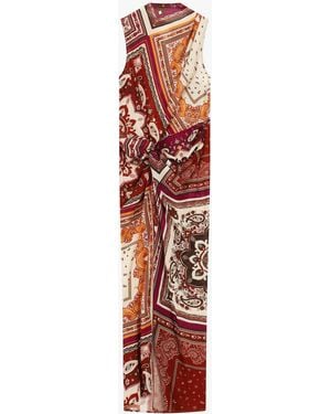 Dixie Abito Lungo Senza Maniche Stampa Foulard - Rosso