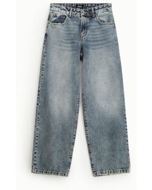 Dixie Jeans Jambe Large Taille Haute Effet Usé - Bleu