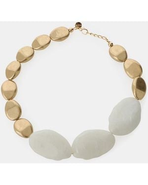 Dixie Collana Con Maxi Elementi Ovali E Chiusura Regolabile - Bianco