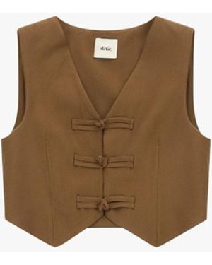 Dixie Gilet Court À Fermeture Nœuds Devant - Blanc