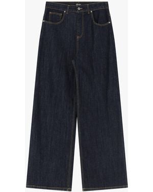 Dixie Jeans A Gamba Larga Vita Alta - Blu