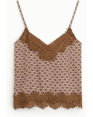 Dixie Top Stampa Geometrica Con Pizzo A V - Multicolore