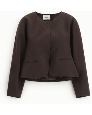 Dixie Blazer Court À Encolure Arrondie Et Boutons Cachés - Noir