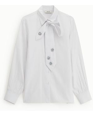 Dixie Chemise N艙Ud Col Et Boutons Bijou - Blanc
