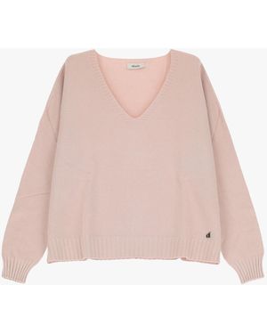 Dixie Maglione Con Scollo A V E Maniche Lunghe - Rosa