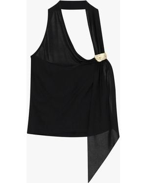 Dixie Top Asymétrique Avec Broche Décorative - Noir