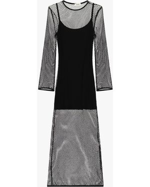 Dixie Robe Midi En Résille À Manches Longues Et Doublure - Gris