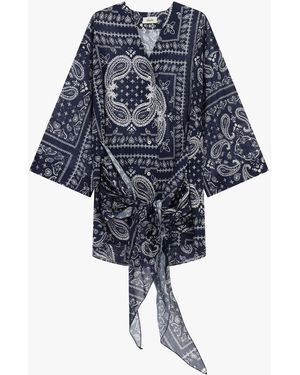 Dixie Robe Courte Imprim茅 Paisley N艙Ud Devant - Bleu