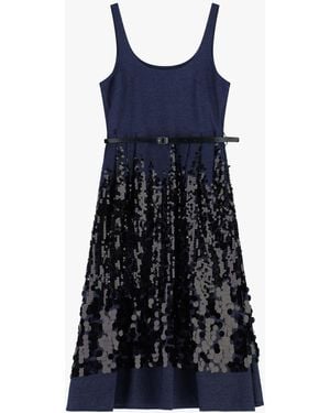 Dixie Robe Midi À Bretelles Et Sequins Contrastants - Bleu