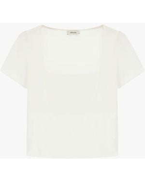 Dixie Top Scollo Quadrato Dettagli - Bianco