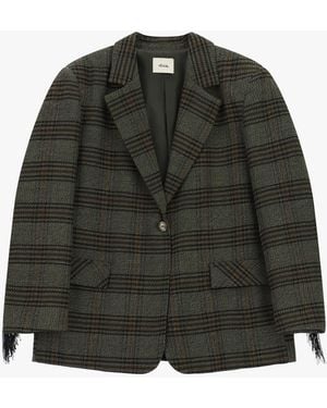 Dixie Blazer À Motif Carreaux Avec Franges Au Dos - Noir