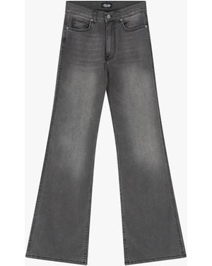Dixie Jeans A Zampa Con Vita Alta - Grigio