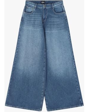 Dixie Jeans A Gamba Larga Vita Alta - Blu