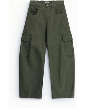 Dixie Pantaloni Palazzo Tasche Cargo Vita Alta - Verde