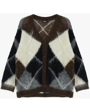 Dixie Cardigan A Rombi Con Maniche Lunghe E Bottoni - Nero