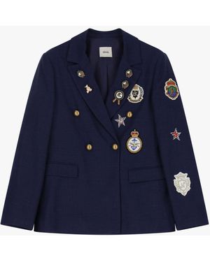 Dixie Blazer Doppiopetto Dettagli Patch E Spille - Blu