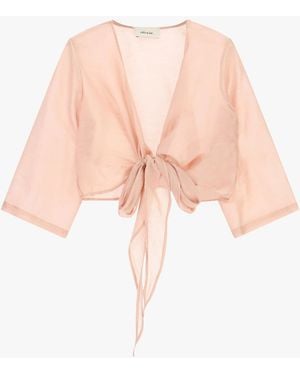 Dixie Blusa Con Nodo Frontale E Maniche 3/4 - Rosa