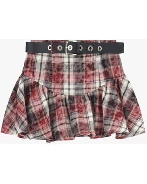 Dixie Gonna Corta Stampata Con Cintura E Balza - Rosso