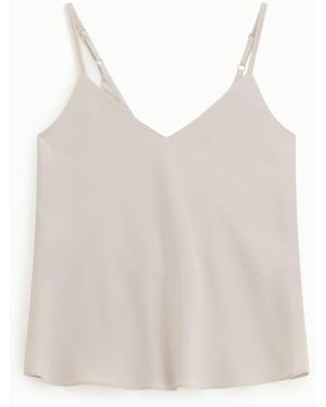 Dixie Top Spalline Sottili Scollo A V Tinta Unita - Bianco