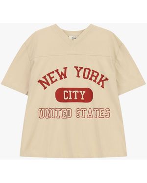 Dixie T-Shirt Imprimé New York Col En V - Blanc