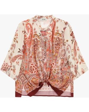 Dixie Camicia Fantasia Paisley Con Nodo Frontale - Rosa