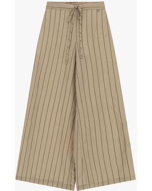 Dixie Pantalon Palazzo À Rayures Taille Haute Avec Ceinture - Neutre